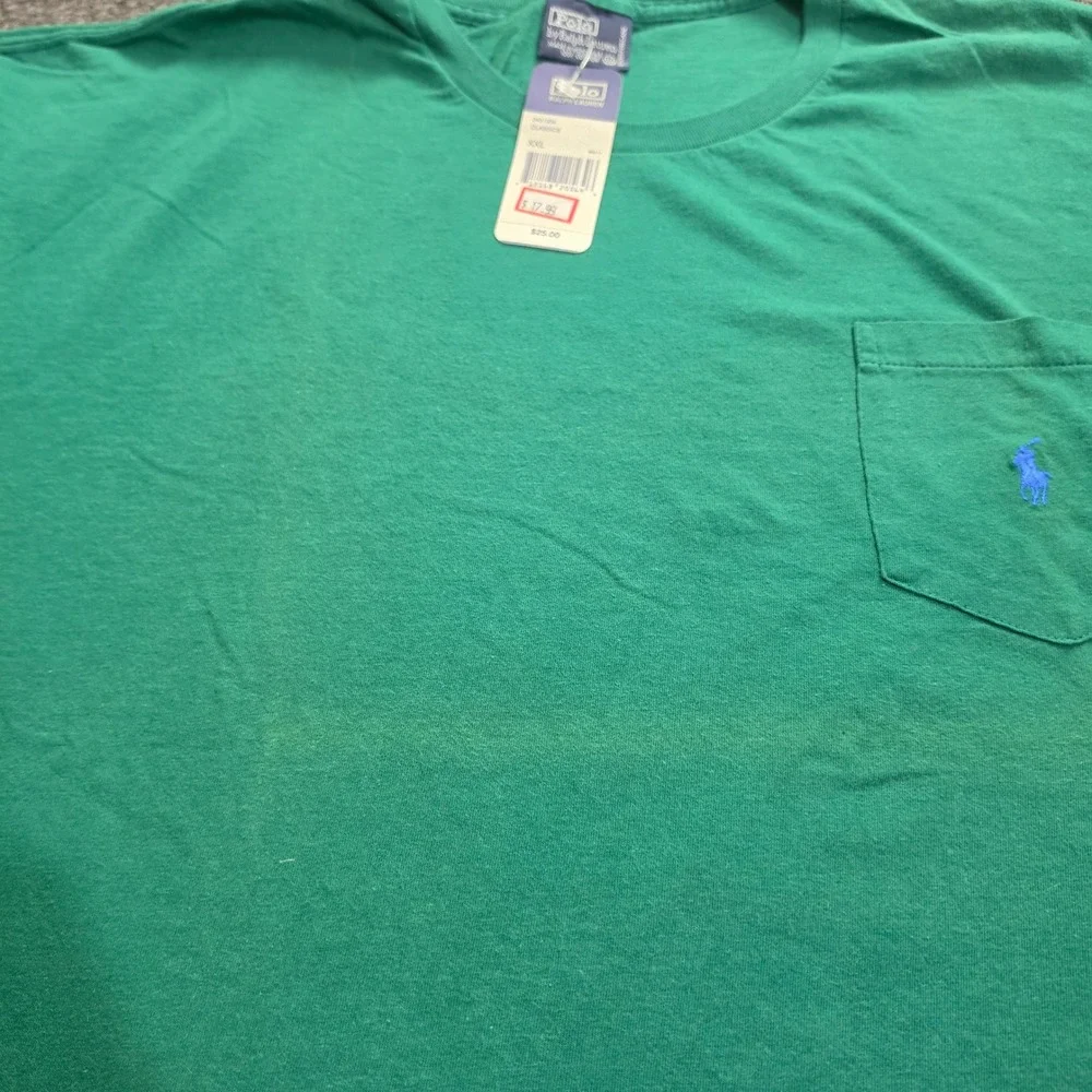 Polo Ralph Lauren Pocket T-Shirt Mens XXL Green Short Sleeve Pony Logo NWT